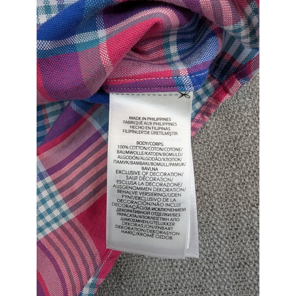 Polo Ralph Lauren Oxford Shirt Mens XL Pink Blue Plaid Slim Fit Flesh Pony Top - Picture 7 of 7